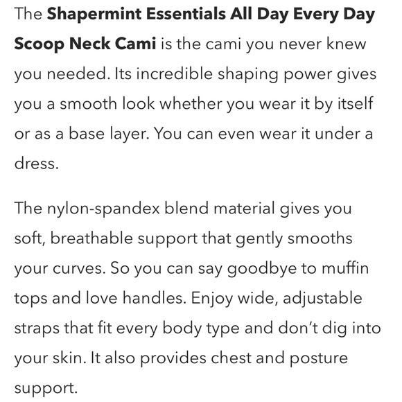 Empetua Shapermint Essentials All Day Everyday Scoop Neck Cami, XXXXL, Black - Picture 4 of 7